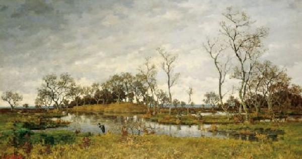 unknow artist Landscape of swamp with heron oil painting image